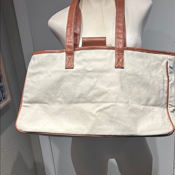 Stranded Cream and Tan Canvas Tote - Picture 8 of 16